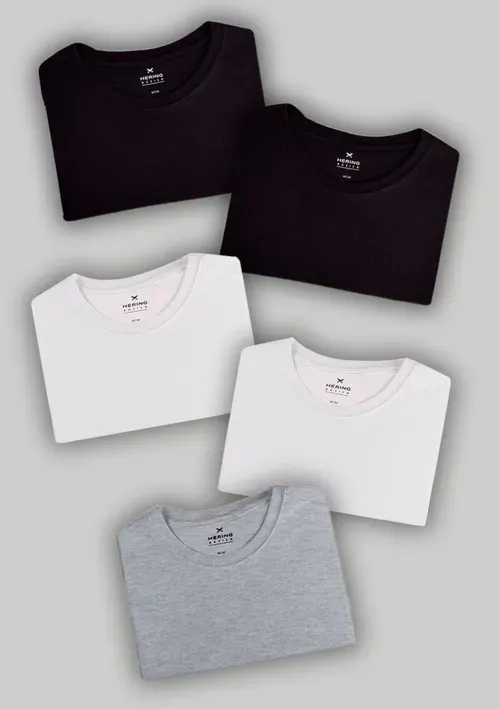 Kit Com 5 Camisetas Masculinas Bsicas - Branco